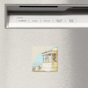 Watercolor Athens Magnet – Greek Ruins Souvenir