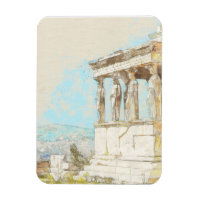 Watercolor Athens Magnet – Greek Ruins Souvenir