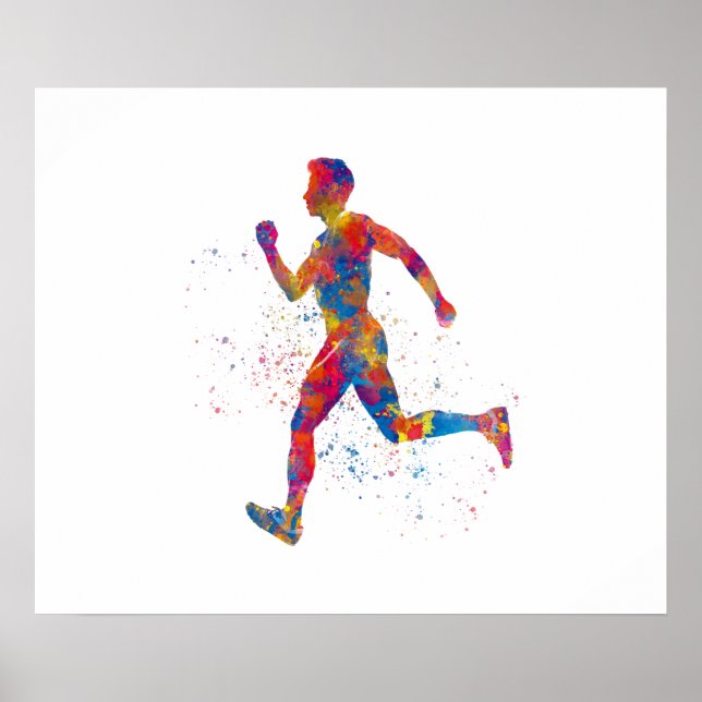 Watercolor athlete runner poster (Front)