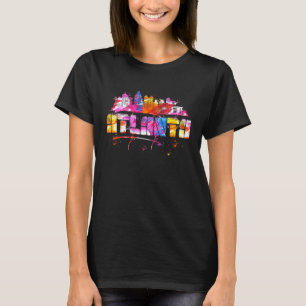 Watercolor Atlanta Skyline Atlanta Lettering Atl T-Shirt