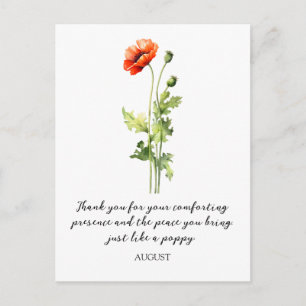 WATERCOLOR AUGUST POPPY BIRTH FLOWER POSTCARD