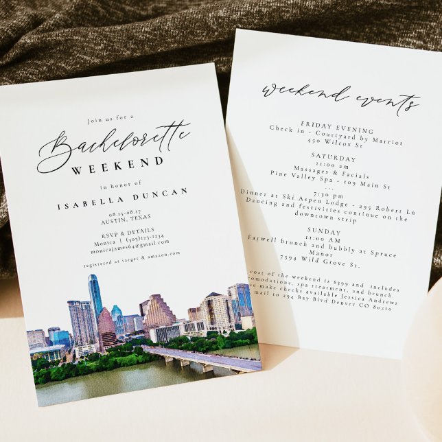 Watercolor Austin, Texas City Skyline Destination Invitation (Creator Uploaded)