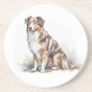 Watercolor Australian Shepherd Coaster