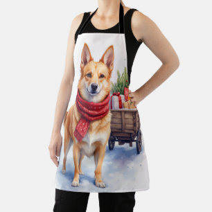 Watercolor Australian Stumpy Tail Cattle Dog Apron
