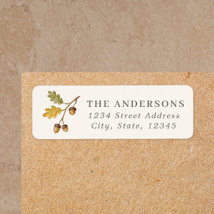 Watercolor Autumn Acorn Custom Return Address