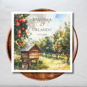 Watercolor Autumn Apple Orchard Fall Wedding Napkin