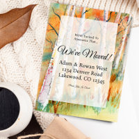 Watercolor Autumn Aspen Trees New Address
