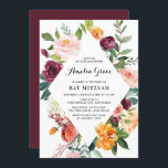 Watercolor Autumn Blooms Diamond Frame Bat Mitzvah Invitation<br><div class="desc">Invite family and friends with this fall floral invitation. This whimsical bat mitzvah invitation features blush, orange and purple autumn flowers, greenery and polka dots pattern. This floral invitation is perfect for fall or autumn events. The texts are fully editable for any event. Personalize by adding a name, time, date,...</div>