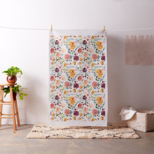 Watercolor Autumn Blooms Pattern Fabric