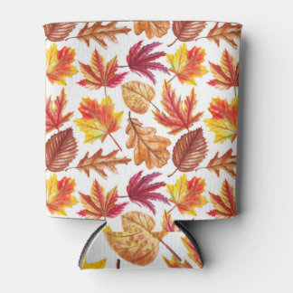 Watercolor autumn botanic, seamless composition. can cooler