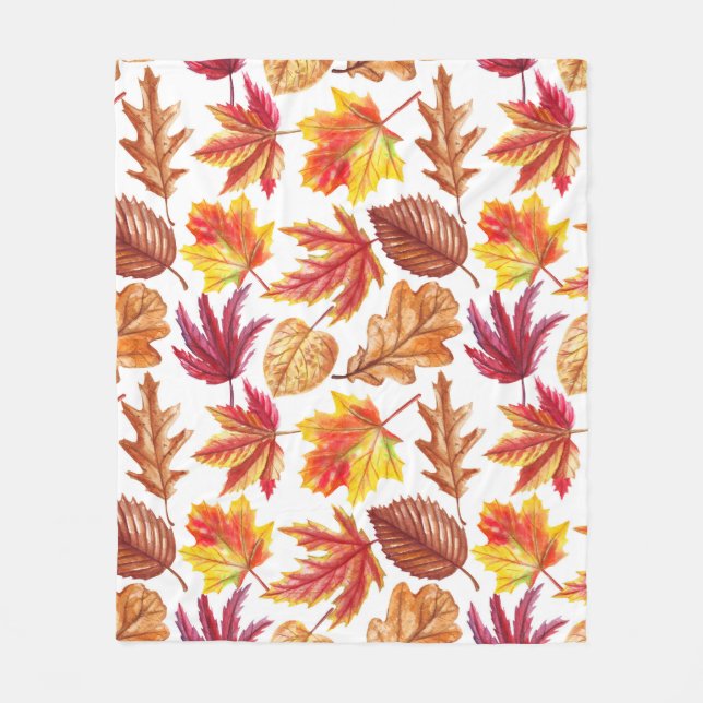 Watercolor autumn botanic, seamless composition. fleece blanket (Front)