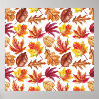 Watercolor autumn botanic, seamless composition. poster