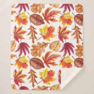 Watercolor autumn botanic, seamless composition. sherpa blanket