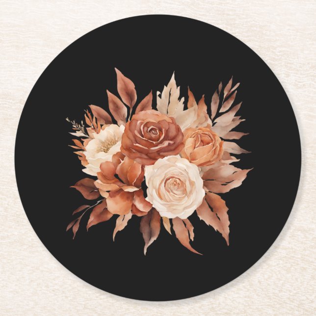 Watercolor Autumn Elegance-Paper Coaster (Front)