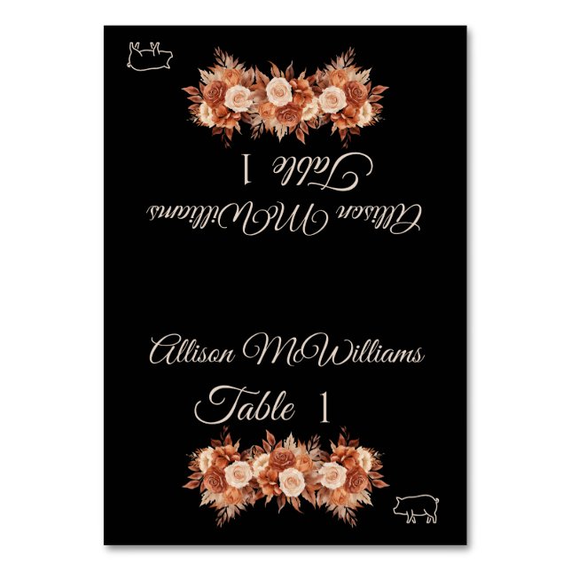 Watercolor Autumn Elegance-Pork Icon- Table Number (Front)