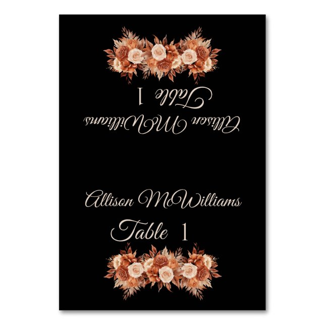 Watercolor Autumn Elegance- Table Number (Front)