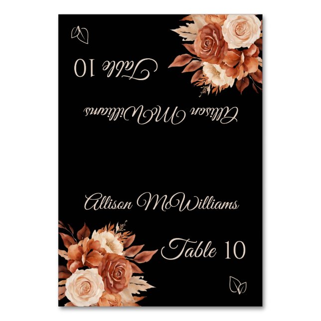 Watercolor Autumn Elegance-Vegetarian Icon- Table Number (Front)