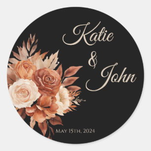 Watercolor Autumn Elegance-Wedding- Classic Round Sticker