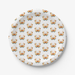 Watercolor Autumn Elegant Fall Butterfly Pattern Paper Plate