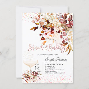 Watercolor Autumn Eucalyptus Brunch Bubbly Invitation