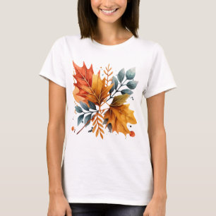 Watercolor Autumn Fall Color Leaves T-Shirt