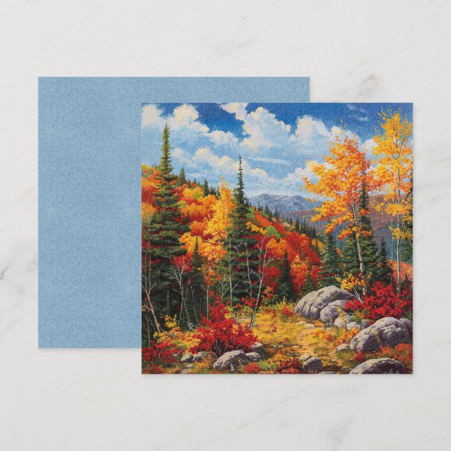 Watercolor Autumn Fall Colours Greeting Flat Card (Front/Back)