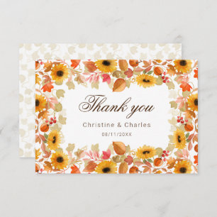 watercolor autumn fall foliage thank you card