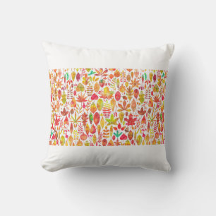 Watercolor autumn fall leaves seamless pattern cushion