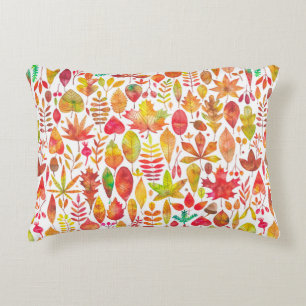 Watercolor autumn fall leaves seamless pattern decorative cushion
