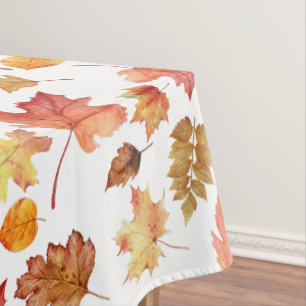 Watercolor Autumn Fall Leaves Seamless Pattern Tablecloth