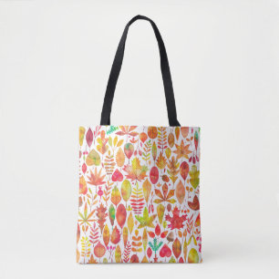 Watercolor autumn fall leaves seamless pattern tote bag