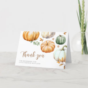 Watercolor Autumn Fall Pumpkin Thank You Card