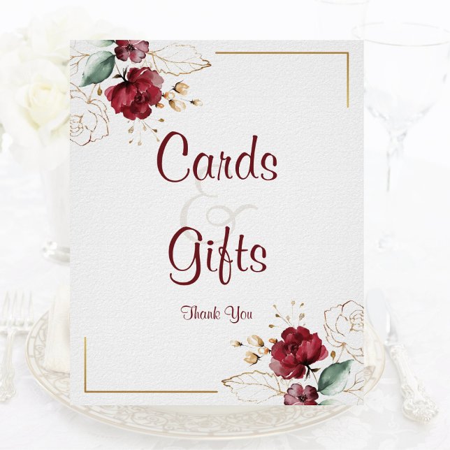 Watercolor Autumn Floral Burgundy Cards Gifts Poster (Creator Uploaded)