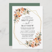 Watercolor Autumn Floral Geo Wedding Sage Green