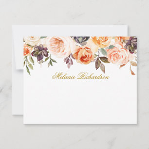 Watercolor Autumn Floral Personalised Gold Card