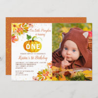 Watercolor Autumn Floral Pumpkin Birthday Photo