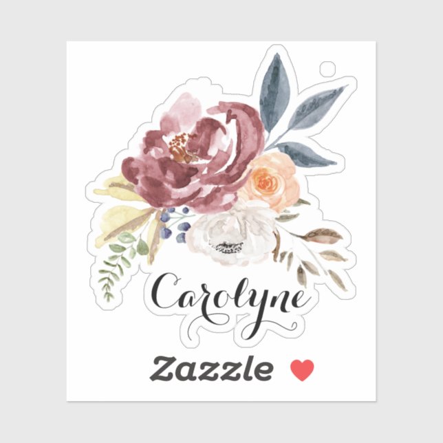 Watercolor Autumn Florals Custom Name (Sheet)