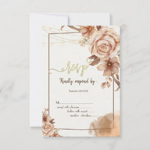 Watercolor Autumn Flowers RSVP Invitation