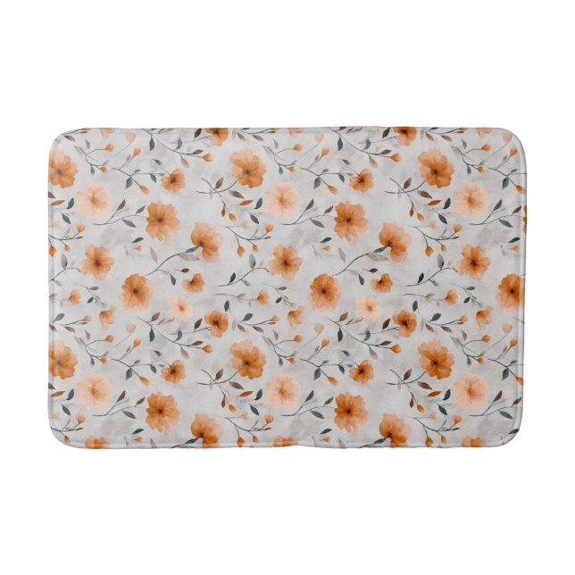 Watercolor Autumn Flowers Simplistic Botanical Bath Mat (Front)