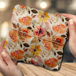 Watercolor Autumn Flowers Tissue Paper