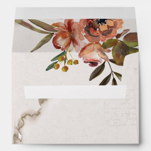 Watercolor Autumn Flowers Wedding  Envelope