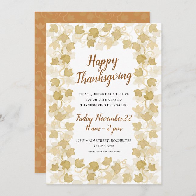 watercolor autumn foliage thanksgiving invite (Front/Back)