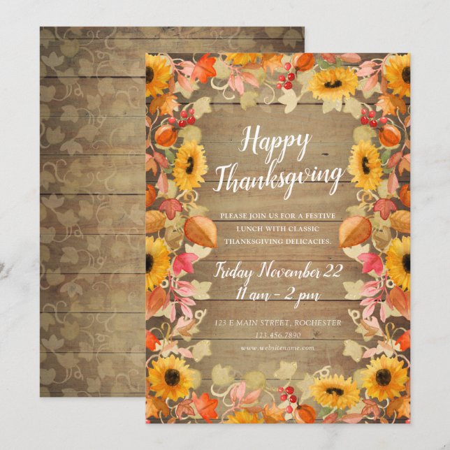 watercolor autumn foliage thanksgiving invite (Front/Back)
