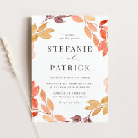 Watercolor Autumn Foliage Wreath Fall Wedding