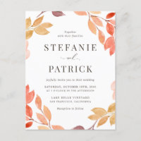 Watercolor Autumn Foliage Wreath Wedding