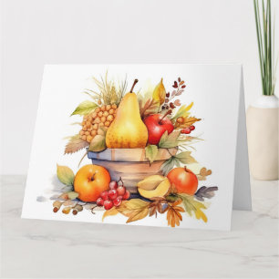Watercolor Autumn Fruit Basket Card