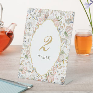 Watercolor Autumn Goose Table Number Pedestal Sign