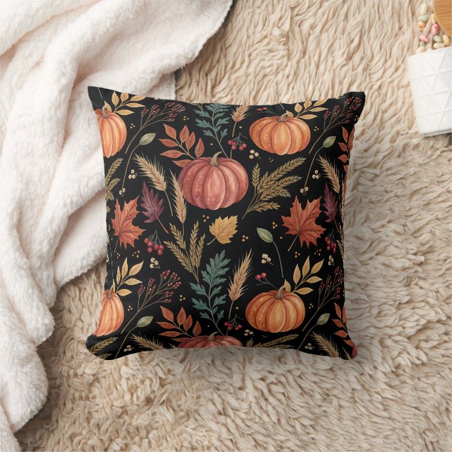 Watercolor Autumn Harvest Pattern Cushion (Blanket)