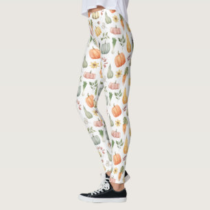 Watercolor Autumn Harvest Pattern Leggings