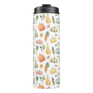 Watercolor Autumn Harvest Pattern Thermal Tumbler